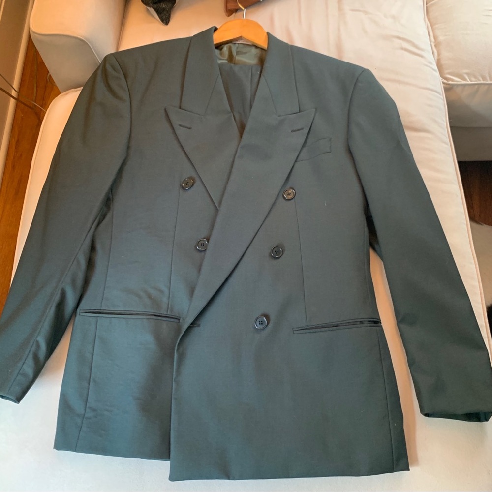 Vintage YSL Double Breasted Sharkskin Suit
